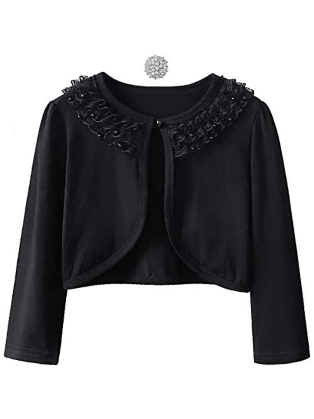 Lace Crochet Long Sleeve Shrug Bolero Cardigan - Floral Button Closure